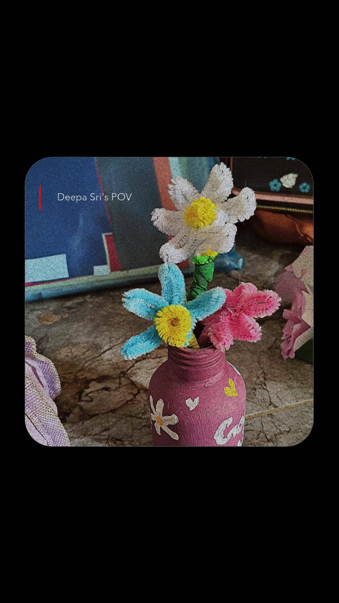 Lavender Daisy Hand-Painted Glass Bottle Vase