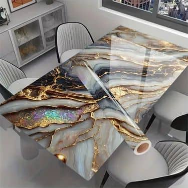 Luxury Marble Effect Epoxy Dining Table – White, Grey & Gold Resin Table | SK Epoxy Craft
